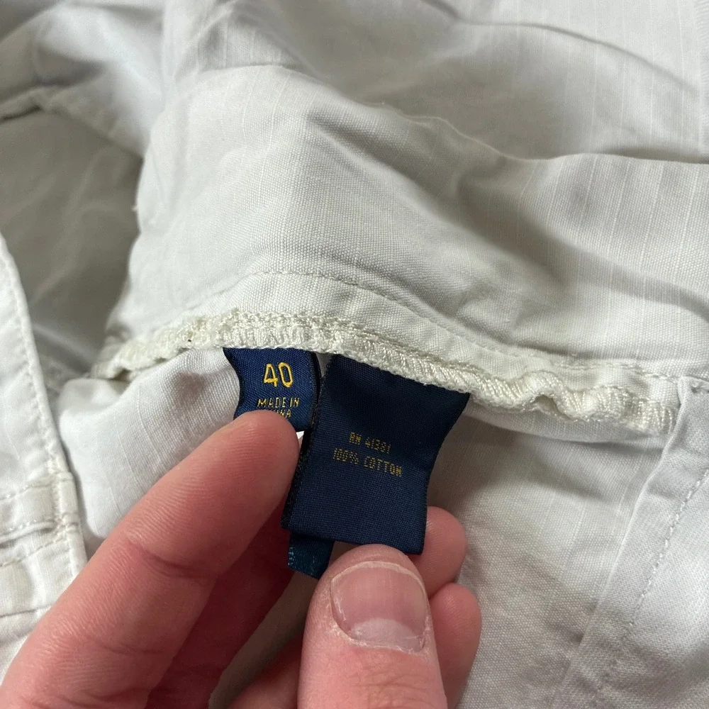 Polo Ralph Lauren Cargo Shorts 40 White Ripstop Utility Flap Pockets Military